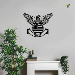 Eagle American Flag Personalized Metal Wall Decor, Metal Wall Art With Led Lights, Metal Wall Art, Metal House Sign