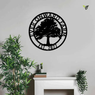 Oak Tree Monogram, Metal Wall Art With Led Lights, Metal Wall Art, Metal House Sign