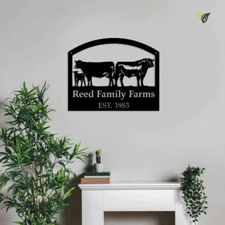 Metal Farm Sign , Cows And Bull - Personalized Family Name Metal Wall Art With Led Lights - Wedding Gift - Personalized Gift - Metal Wall Art