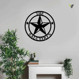 Texas Star Monogram Design #2 Metal Wall Art With Led Lights, Wall Decor Metal Sign, Home Decor Metal Sign