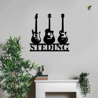 Personalized Guitar Name Metal Sign With Led Lights, Electric Guitar Sign, Acoustic Name Sign, Bass Name Sign, Music Name Art